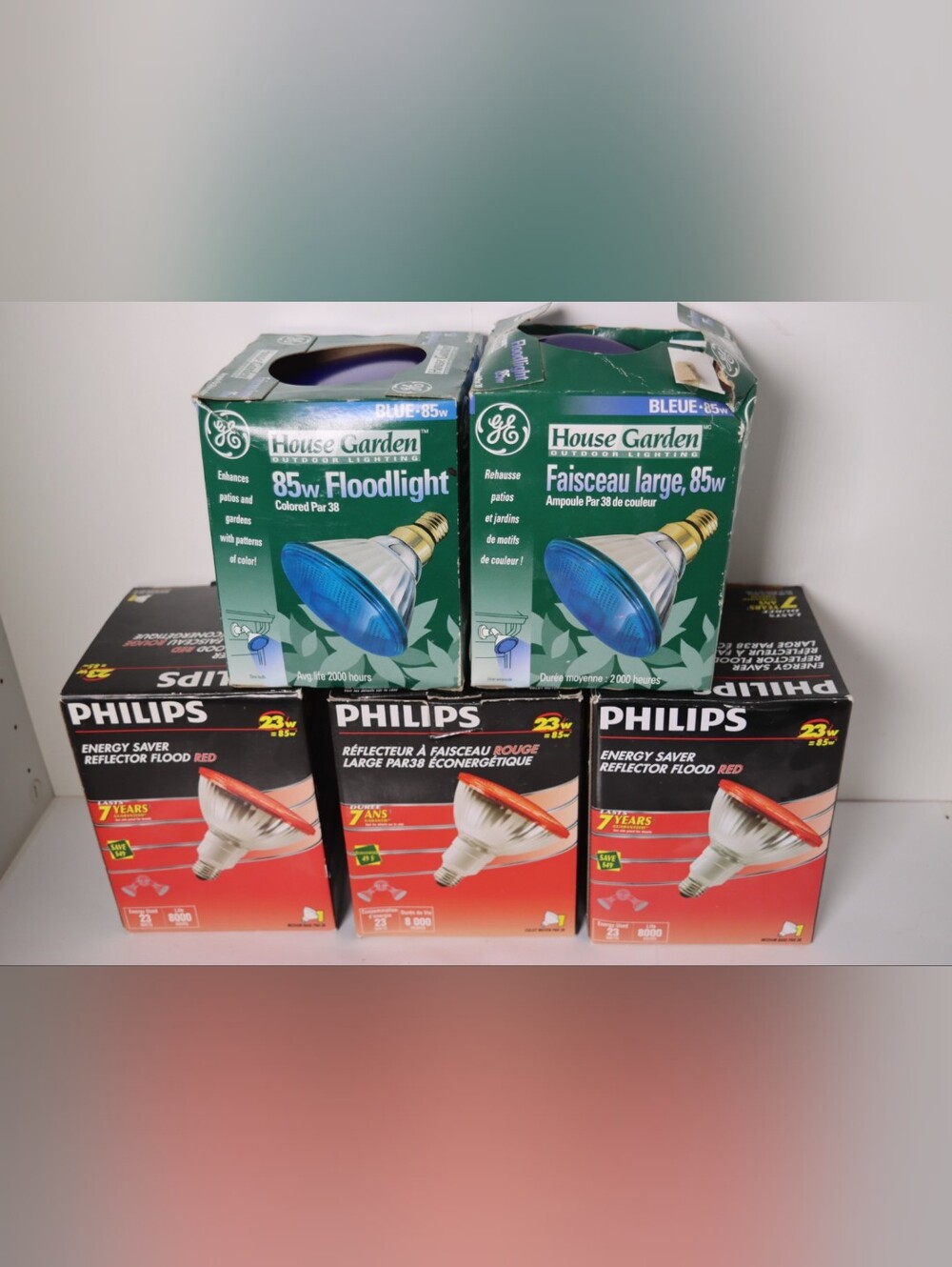 Phillips Par 38 Flood Lights 3 Red, 2 Blue (Open Box)